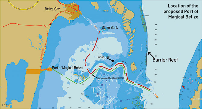 Location of the proposed Port of Magical Belize
